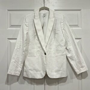 J. Crew Factory Linen-blend One-button Blazer White Size 12